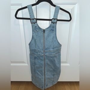 Free people | Zip up denim overall dress with buckle straps | Size US 2